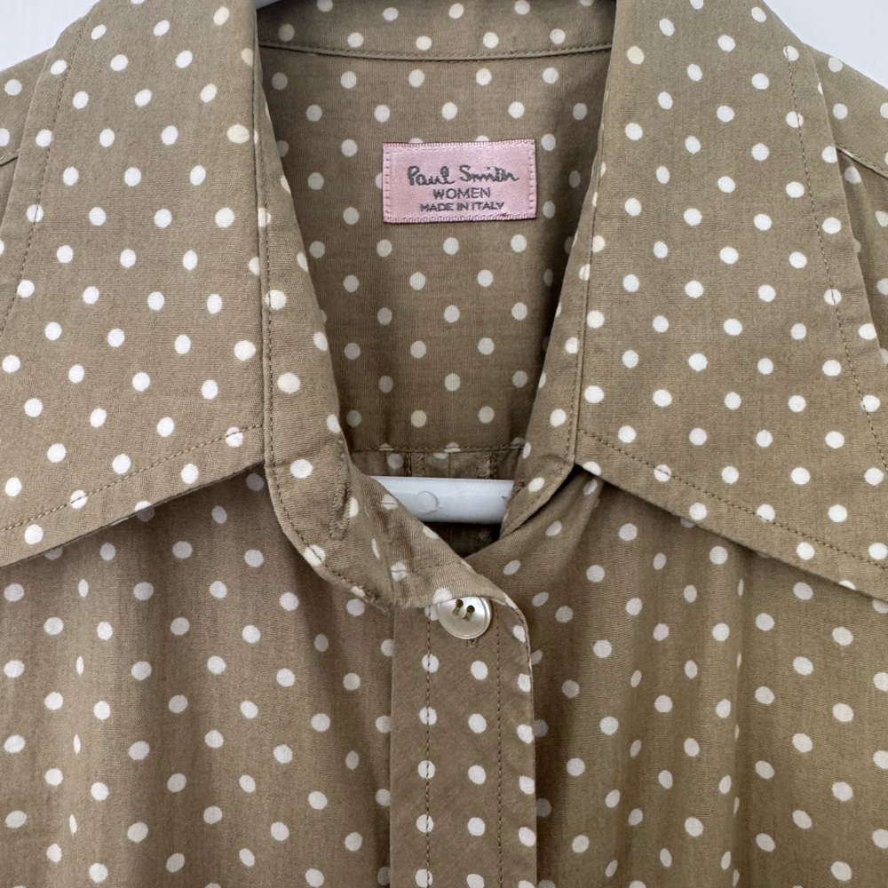 Paul Smith Women's Tan Polka Dot Dress shirt